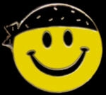 SMILELY FACE YELLOW WITH BLACK BANDANA PIN